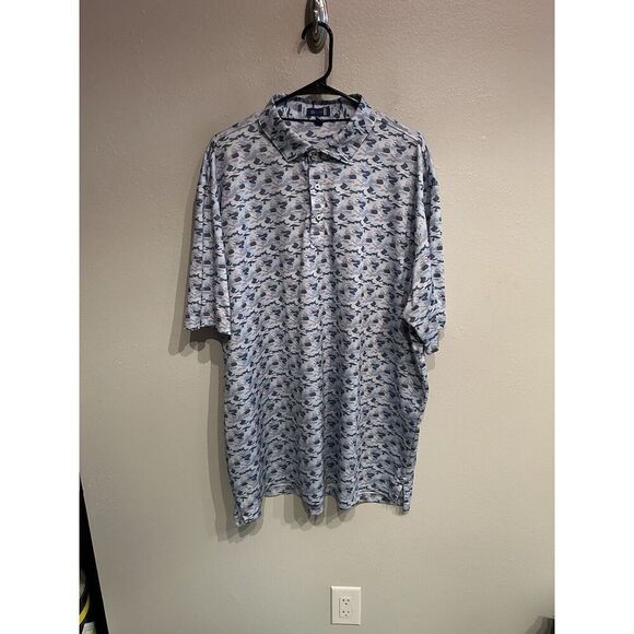 Stitch Mens XXL Blue Camo Golf Polo Shirt Performance Stretch - Picture 1 of 9
